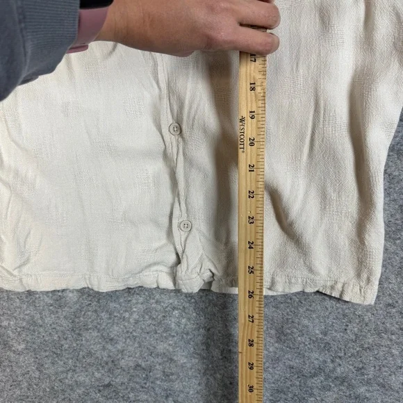 Common People Linen Blend Textured Polka Dot Button Up Shirt Size L Resort Wear - Picture 7 of 14